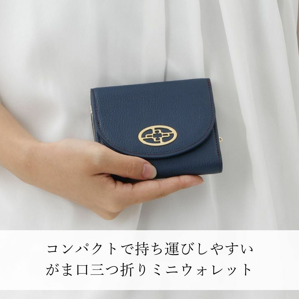 濱野皮革工藝 HAMANO】皇室御用達 ハナエルがま口 三つ折り財布