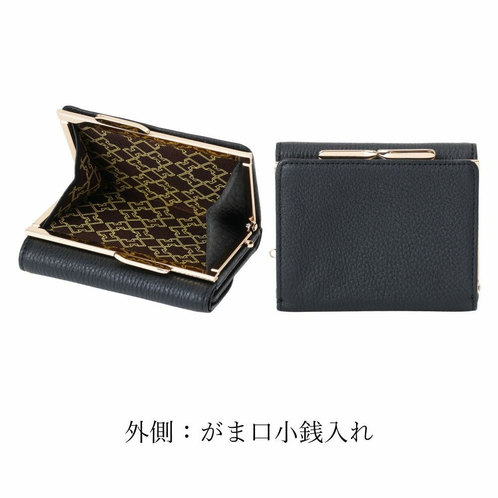濱野皮革工藝 HAMANO】皇室御用達 ハナエルがま口 三つ折り財布