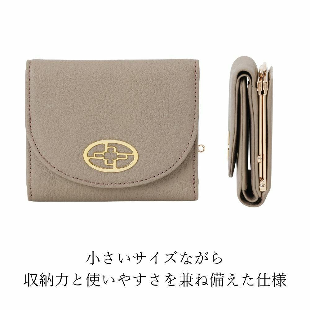 濱野皮革工藝 HAMANO】皇室御用達 ハナエルがま口 三つ折り財布