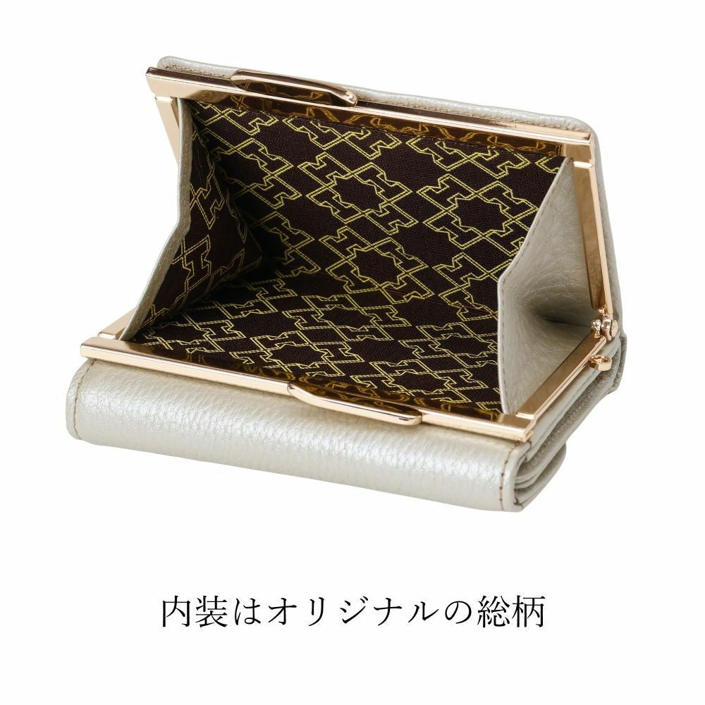 濱野皮革工藝 HAMANO】皇室御用達 ハナエルがま口 三つ折り財布