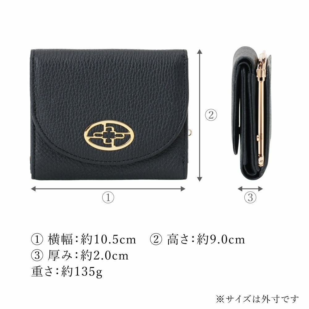 濱野皮革工藝 HAMANO】皇室御用達 ハナエルがま口 三つ折り財布